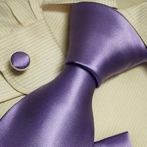 Purple solid neck ties plain christmas gifts for dad accessories silk tie cuff links set H5073
