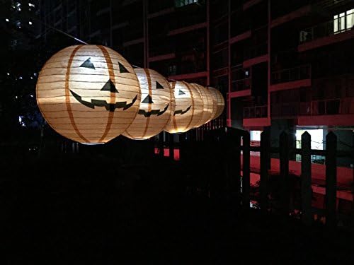 Set of 6pcs 12'' Halloween Props Party Decorations Paper Lanterns w/ LED Lights (Orange Pumpkin)