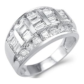 Size- 4 - Solid 14k White Gold Ladies CZ Cubic Zirconia Wedding Anniversary Band Ring 2.0 ct: Jewelry