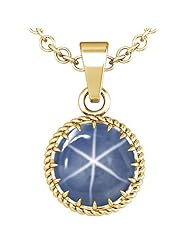 18K Yellow Gold Oval Cut Blue Sapphire Solitaire Pendant
