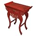 EXP Handmade Furniture - 33" Carved Oriental Console / End Table With Red Crackled Lacquer Finish