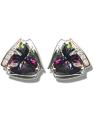 .08 ct 8mm Fancy Concave Mystic Greentopaz Trillion Earrings