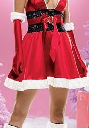 Christmas Santa's Satin Glove with Faux Fur Trim