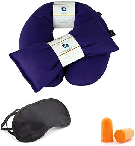 Neck Pain Relief &amp; Lavender Eye Pillow Set - Migraine, Stress &amp; Anxiety Relief - #1 Stress Relief Gifts For Women - Made In The USA,! (Organic Cotton - Royal Purple)