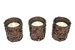 3-pc Brown Sparkling Confetti Tealight Votive Holders with Battery Operated Flickering Tealights