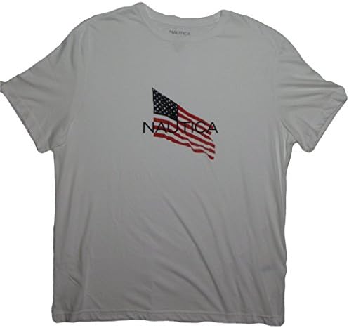Nautica Men's Short Sleeve Crew neck American Flag Graphic Tee, Large, White