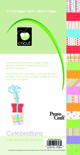Cricut 6-Inch-by-12-Inch Cardstock Pad, Celebrations