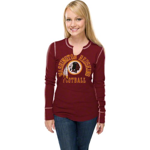 NFL Women's Washington Redskins Gameday Gal III Long Sleeve Split Crew Neck Thermal Tee (Garnet/White, XX-Large)