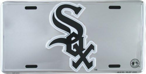 Chicago White Sox Super Stock Metal Auto Tag Chrome Background