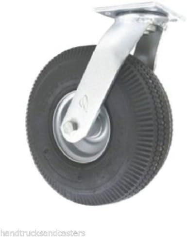 Swivel Plate Caster with 10" x 3-1/2" Pneumatic Air Tire with Sawtooth Tread