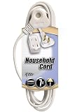 Coleman Cable 09417 7-Foot Flatplug Extension Cord 2-Prong with Glowing Plug, White