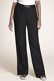 Flat Front Straight Leg Belted Trousers with Linen