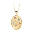 14K Two Tone Gold Floral Spray Locket with Chain