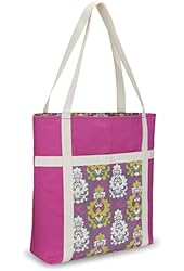 Kuzy - Blooming Pink Style Beach Bag Handmade from Heavy Canvas Cotton (Size 17x15-inch) for MacBook and Laptop, Book Travel Bags - Blooming Pink