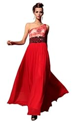 Sexy A-line Beaded Vintage One Shoulder Sleeveless Crepe Evening Dress/Party Dress  With a Sash 