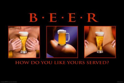 Beer How Do You Like Yours Served Sexy College Girls Art Print Poster - 36x24 Poster Print, 36x24 Poster Print, 36x24