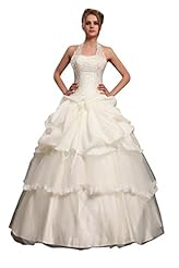 A-line Halter Floor Length Lace Taffeta/Tulle Dropped   Waistline  Dress