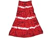 Boho Maxi Skirts Red Tie Dye Cotton Peasant Skirt for Women Full Length