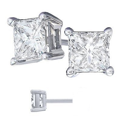 Body Fashion Surgical Steel Choice of 6 Sizes Square Basket Set Crystal Diamond Unisex Mens Stud Earrings