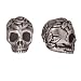 Fine Silver Plated Lead-Free Pewter Skull With Roses Beads 10mm (2)