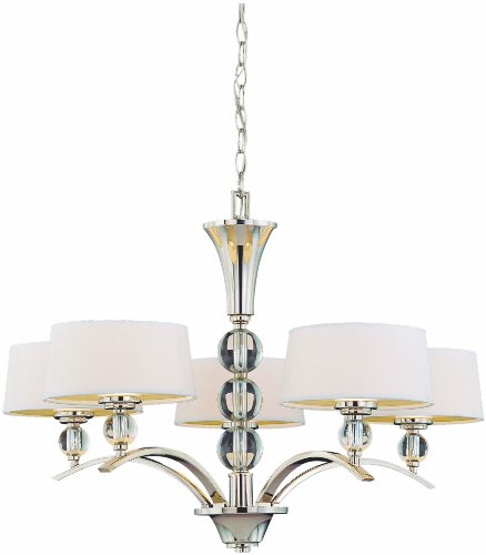 Savoy House Lighting 1-1035-5-109 Murren Collection 5-Light Single-Tier Chandelier, Polished Nickel with White Shades