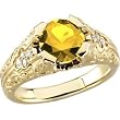 14K Yellow Gold Citrine and Diamond Ring