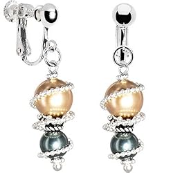 Handcrafted Austrian Bronze Spiral Pearl Drop Clip Earrings