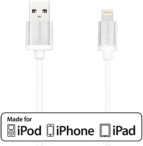 Abusun® [Apple MFi Certified] 2 PACK 8 Pin USB Cable 2.4A High Speed Aluminum Lightning Connector Sync Cable for iPhone 6s 6s Plus 6 plus 5s 5c 5,iPad Air,mini 2/3,iPod (Silver)