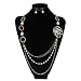 Silver & Gold Toned Long Fashion Necklace with Flower + Free Matching Earrings