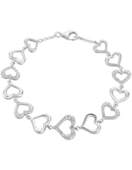 Sterling Silver and Diamond Accent Graduating Hearts Bracelet
