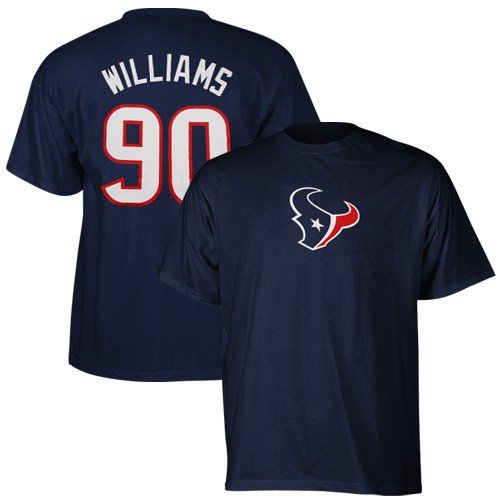 Reebok Houston Texans #90 Mario Williams Navy Blue Scrimmage Gear T-shirt (Medium)