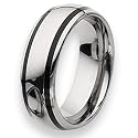 Polished Tungsten Carbide Ring with Black Enamel (8.0 mm) - Sizes 7-13