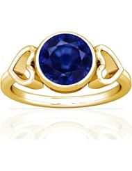 14K Yellow Gold Round Cut Blue Sapphire Womens Astrological Ring (GIA Certificate)