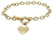 9ct Yellow Gold Heart T-Bar Belcher Bracelet 7.5 Inch