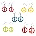 Set of 6 Peace Sign Earrings - Acrylic 1 Inch Diameter - Blue, Green, Pink, Red, White, Yellow