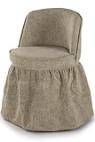 Swivel Vanity Stool With Skirt Highback/beige Cherry