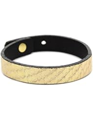 Streets Ahead 3/8" Embossed Shiny Metallic Italian Leather Cuff Bracelet