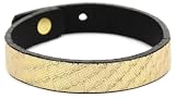 Streets Ahead 3/8 Embossed Shiny Metallic Gold Italian Leather Cuff Bracelet