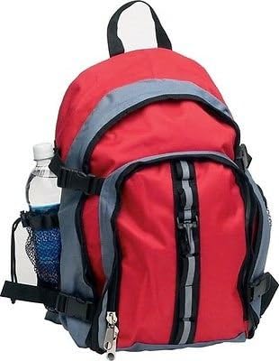 17" Red Polyester Backpack School Book Bag Carry on Tote Travel Bottle Holder