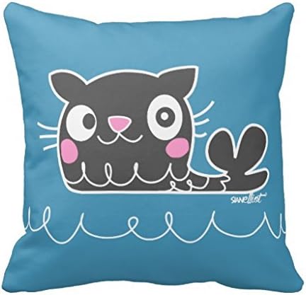 Decorative Pillow Case Fish Cat Kid Cushion Cover 18" x 18"