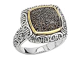 Black Diamond Pave 3/8 Carat (ctw) Ring in Sterling Silver with 14K Accents