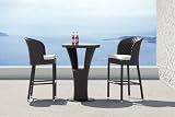 3pc Modern Outdoor UV Treated Weaved Glass Top Table Set - ZO-ZAN-T1