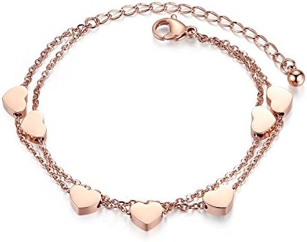 UNIONTOP Womens Gold Plated Heart Bracelet Cuff Stainless Steel Bracelets