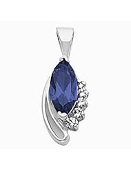 14K White Gold Marquise Cut Tanzanite and Diamond Pendant -- LIFETIME WARRANTY