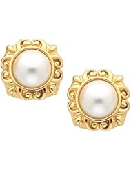 Pair of 14K Yellow Gold Mabe Pearl Earrings -- LIFETIME WARRANTY
