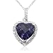 10k White Gold Heart-Shaped Created Ceylon Sapphire with Diamonds Heart Pendant, 18"