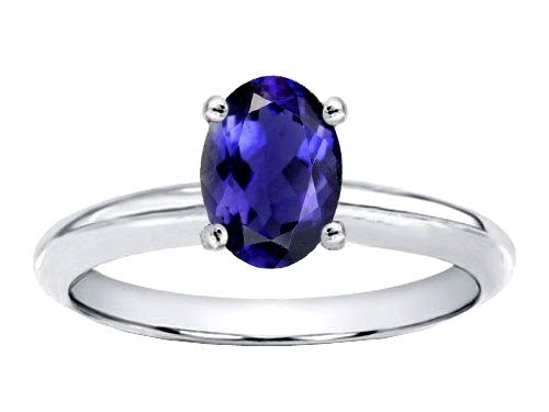 Childrens Toyshop  Jewelry : 1.25 cts Genuine Iolite Solitaire Engagement Ring - 14kt White or Yellow Gold