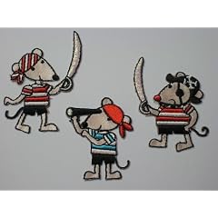 3-er Set Pirat Maus Ratte B�GELBILD Aufkleber AUFN�HER APPLIKATION Sticker