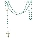 Rosary - Silver Toned Cross and Emerald Glass Bead Rosary for May Birthday Birthstones