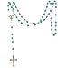 Rosary - Silver Toned Cross and Emerald Glass Bead Rosary for May Birthday Birthstones